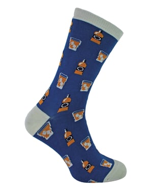 Mr Heron - Bamboo Funny Whiskey Patterned Dress Socks - Whiksy (Navy)