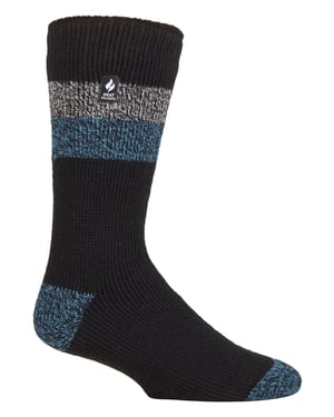 Värmehållare - Extra tjocka termosockor för herrar för vintern | Varma fluffiga fleeceisolerade strumpor | Gåvor till män - Svart / Blå (Lindos)