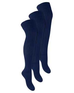 Steven - Dames 3 Paar Over Knie Wol Sokken | Multipack Vrouwen Lange Sokken - Blauw