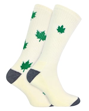 Urban Eccentric - Novelty Cotton Rich Cushioned Weed Leaf Socks in White | Mens & Womens Socks - Weed