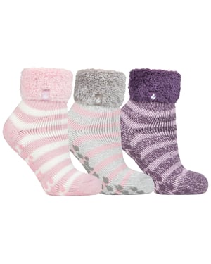 Kvinnliga fluffiga tofflor sängstrumpor med grepp | värmehållare | 3 par multipack | damer varma fleece fodrade halkfria strumpor | vintergåvor till henne - Förpackning 8