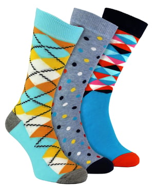 HS by Happy Socks - Mens 3 Pack Classic Argyle Dress Socks - Argyle (Light Blue)