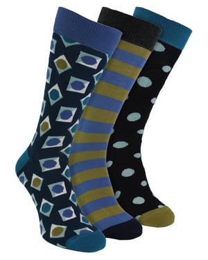 HS by Happy Socks - Mens 3 Pack Novelty Gift Box Dress Socks - Square