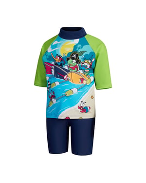 Speedo Boys Learn To Swim Rash Guard Set (Blue/Green)