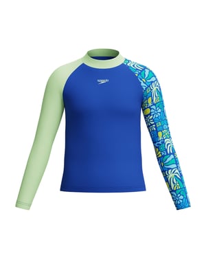 Speedo Kinderen Gedrukt Lange Mouwen Rash Guard (Blauw/Groen)