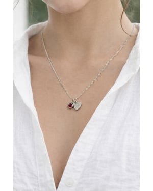 Mini Heart & Janurary Birthstone Necklace - Gift Boxed