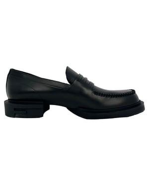 Fendi Frame Slip-On Loafers in Black Calf Leather