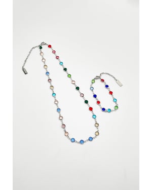 Round Crystal Necklace and Bracelet Set - Gift Boxed
