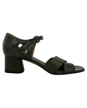 Marni Block Heels in Olive Green Leather