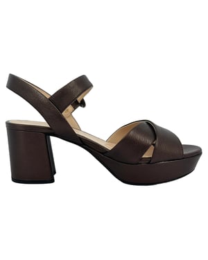 Prada Crisscross Block Heels in Brown Leather