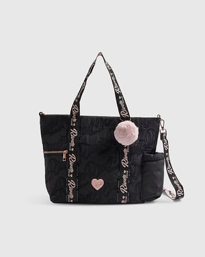 River Island Girls Shopper Bag Black Nylon Quilted