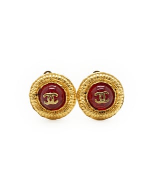 Chanel Vintage Metalen Oorbellen CC