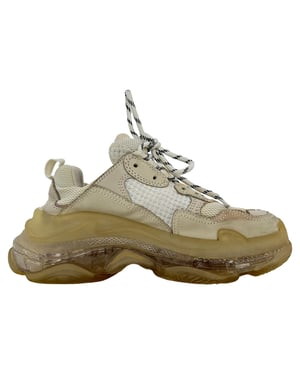 Balenciaga Triple S Clear Sole Sneakers in Beige Polyester