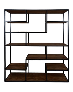 Home67 Vakkenkast huub espresso mangohout 175 x 145 cm roomdivider