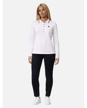 U.S. Polo Assn. dames poloshirt met lange mouwen en stretch