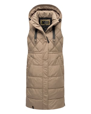 Marikoo lange gewatteerde damesbodywarmer met capuchon – Narikaa