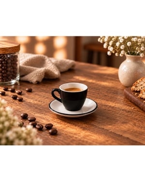 Bonna Espresso kopjes & schotel lavis black porselein set van 6