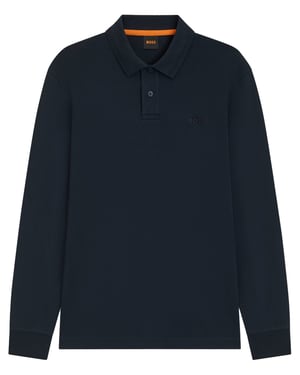 polo lange mouw Boss orange donkerblauw katoen