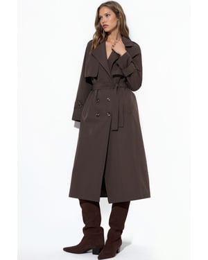Double-Breasted Belted Long Trench Coat