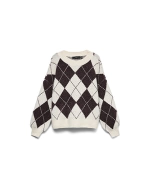 Vero Moda Vmdoffy jacquard trui met argyle patroon