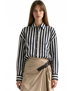 Striped Woven Button-front Shirt