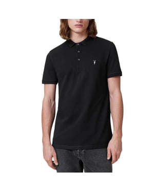 AllSaints Mens Reform Black Polo Shirt