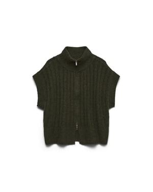 Vero Moda Vmbang geribd vest met hoge hals en rits