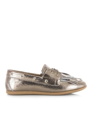 DWRS Label Latty fringes crackled stone mocassins dames
