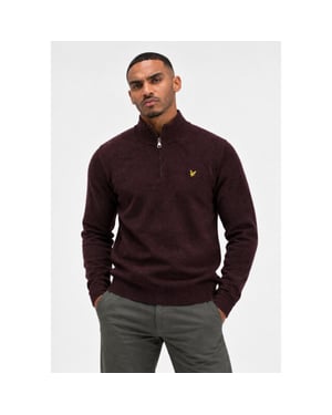 Lyle and Scott Kn2330v y357 beetroot marl- half zip heren trui -