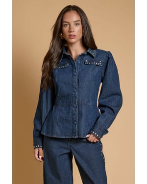 Stud Collar Denim Jacket