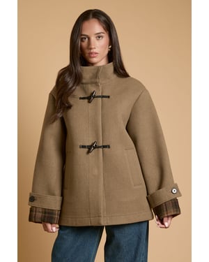 Short Duffle Coat with Turn Back Cuff Detail