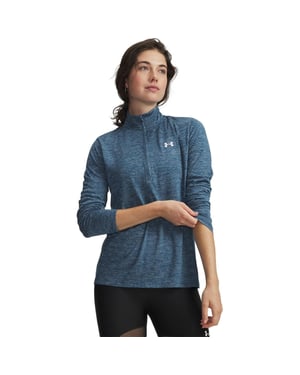 Women's Under Armour Half Zip Top in Wham Blue/White