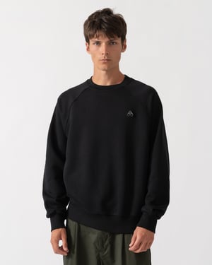 Relaxed Fit Long Sleeve Logo Detail Sweatshirt in Black