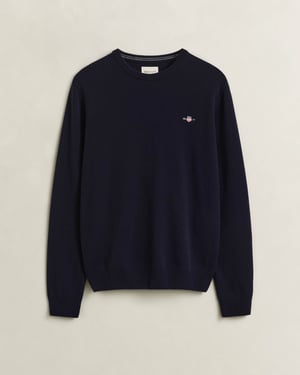 Regular Fit Long Sleeve Logo Detail Jumper in Navy