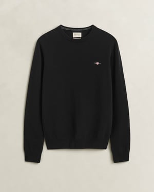 Regular Fit Long Sleeve Logo Detail Jumper in Black