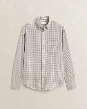 Regular Fit Long Sleeve Logo Detail Shirt in Cream