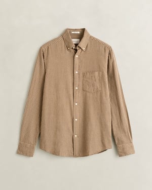 Regular Fit Long Sleeve Logo Detail Shirt in Stone