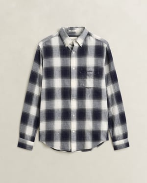 Regular Fit Long Sleeve Logo Detail Shirt in Dark Navy