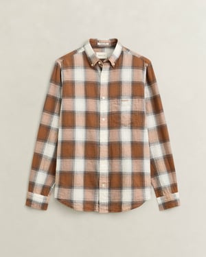Regular Fit Long Sleeve Logo Detail Shirt in Brown