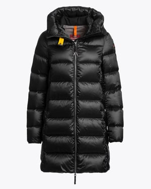 Long Sleeve Adjustable Drawstring Padded Jacket in Black