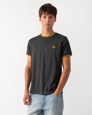 Regular Fit Short Sleeve Logo Detail T-Shirt in Charcoal