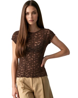 Dames Kanten Korte Mouw Blouse