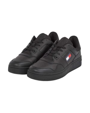 Tommy Jeans Lage leren sneakers voor heren (Zwart)