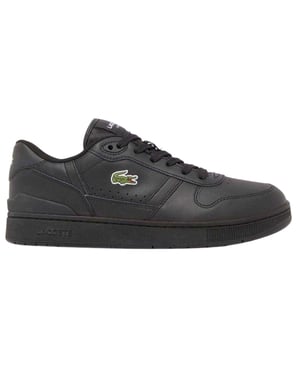 Lacoste Leren platte sneakers voor heren met T-clip (Zwart)