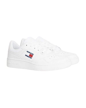Tommy Jeans Retro leren basketbalschoenen voor dames (Wit)