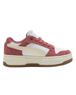 Puma Rebound Femme leren lage platform-sportschoenen voor dames (Wit, Rood)
