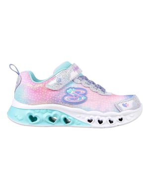 Skechers Flatta sneakers för flickor med fladdrande hjärtan som lyser (Lavendel)