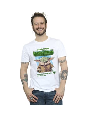 Star Wars Mens The Mandalorian The Force Is Strong T-Shirt (White)