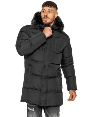 Enzo Milano | Mens Longline Padded Hooded Jacket