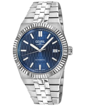 Gevril Men's Pier 17 Swiss Automatic Watch Swiss Automatic SA100 Blue Embossed Dial, 316L Stainless Steel